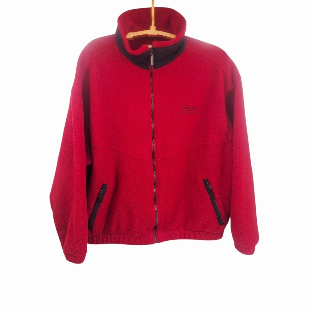 Vintage Eddie Bauer Polertec Full Zip Fleece Mens XL Red Zip Pockets Jacket‎ USA
